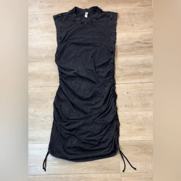 Anthropologie Daily Practice Sleeveless Ruched Faded Black Dress Size XL - Picture 3 of 8